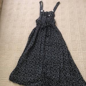 Vintage Blue Bib Front Maxi Dress